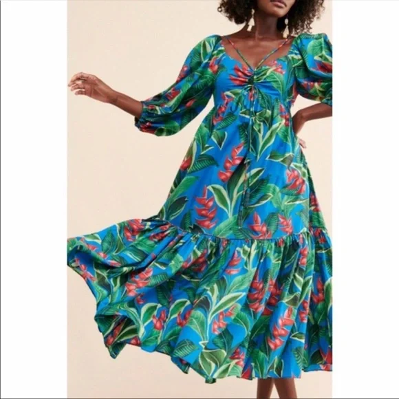 slim fit dress slacks Farm Rio Palm Tree Dress